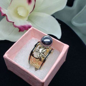 15mm Gold Plated Hawaiian Heirloom Pearl Ring